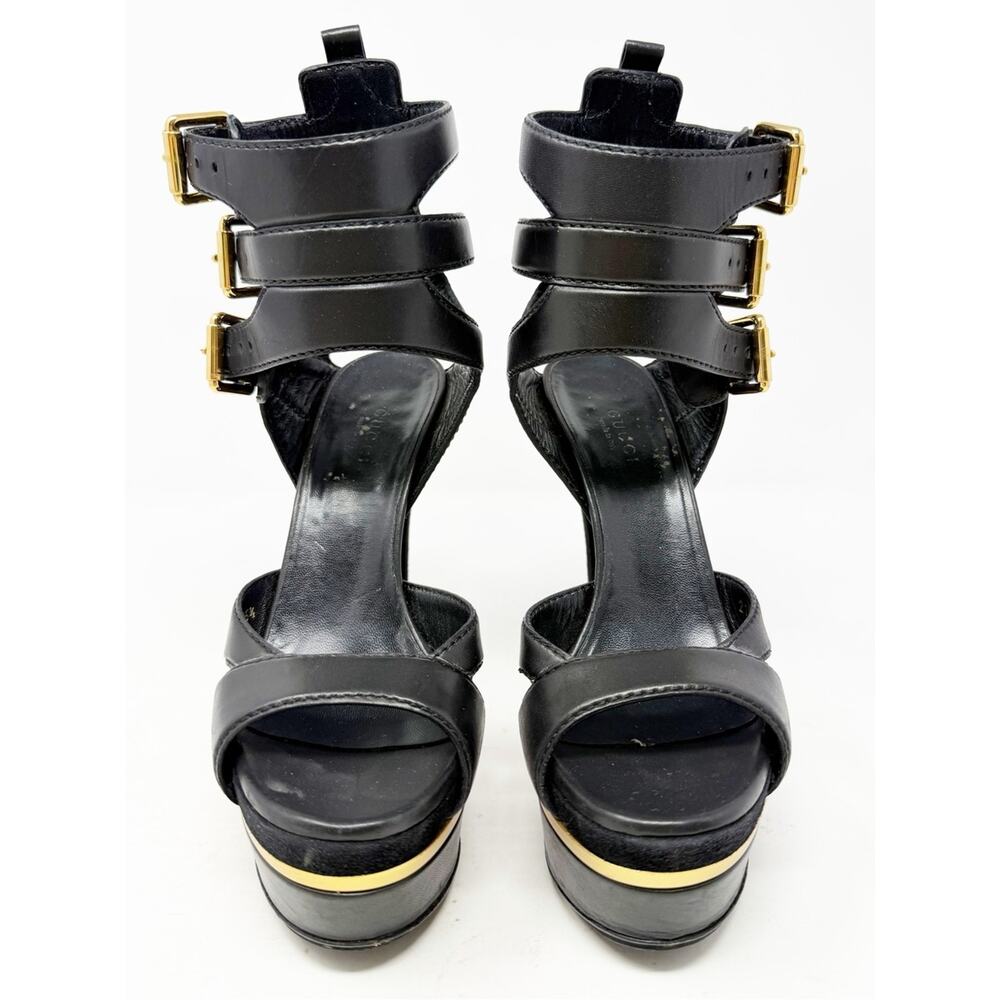 Gucci Iman Platform Buckle Sandal Heels Womens Size EU 35.5 - Picture 2 of 11